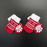 4Pcs Christmas Pet Dog Socks Shoes NEW YEAR Christmas snowflake shape Non-Slip Knit Pet Cat Socks Soft Warm Dog Accessories