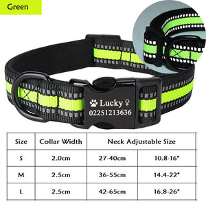 High Quality Dog Personalized Collar Galvanized Metal Black Buckle Name Collar Diving Cloth Reflective Medium Large Dog Collars